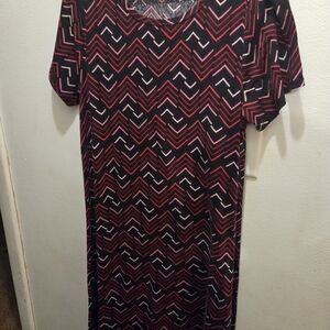 LuLaRoe Black and Red Chevron Midi Dress